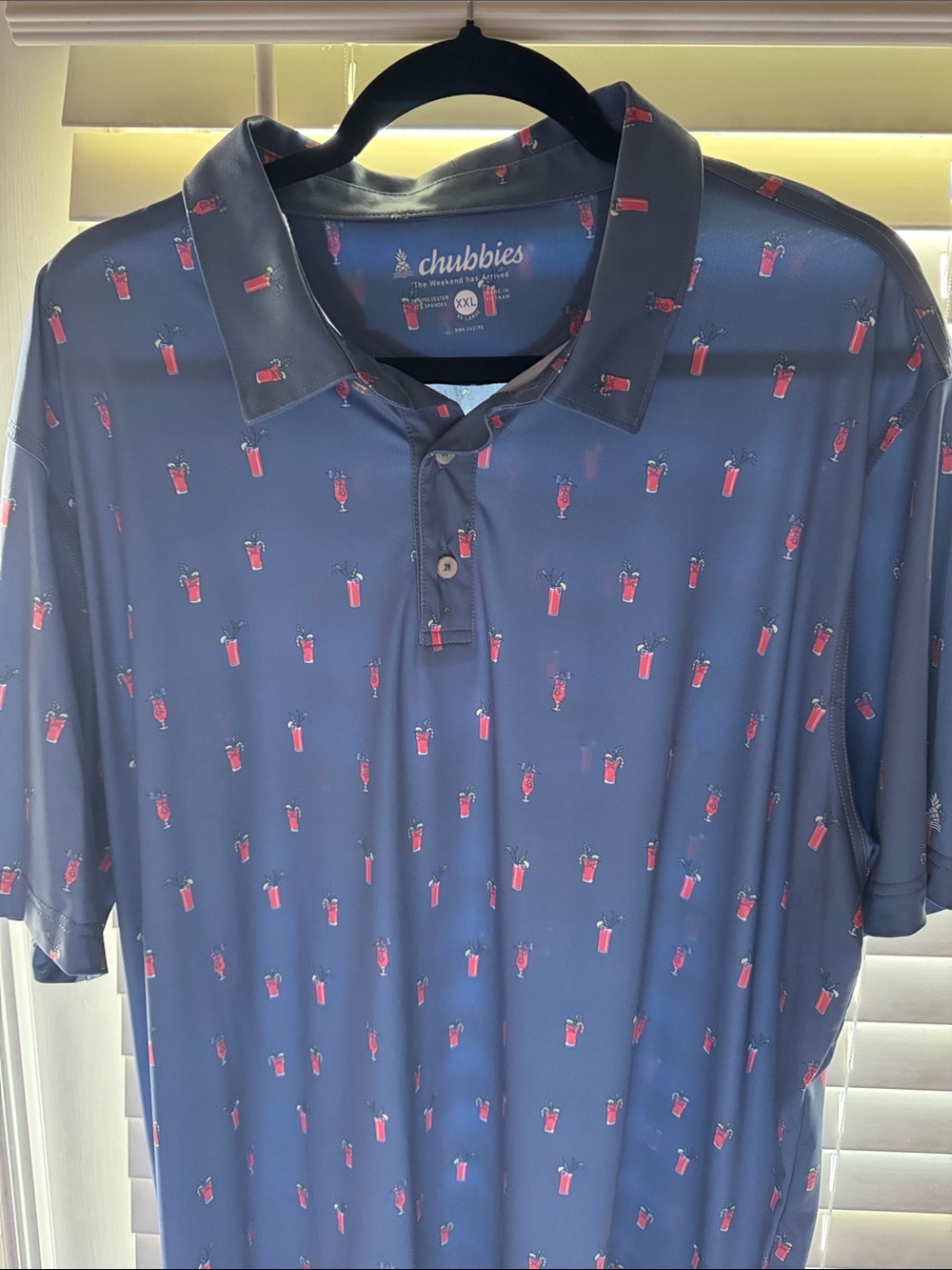 chubbies Navy Polo with Red Drink Print